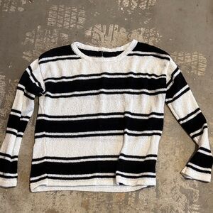 Hem & Thread Monochrome Striped Crew Neck Sweater